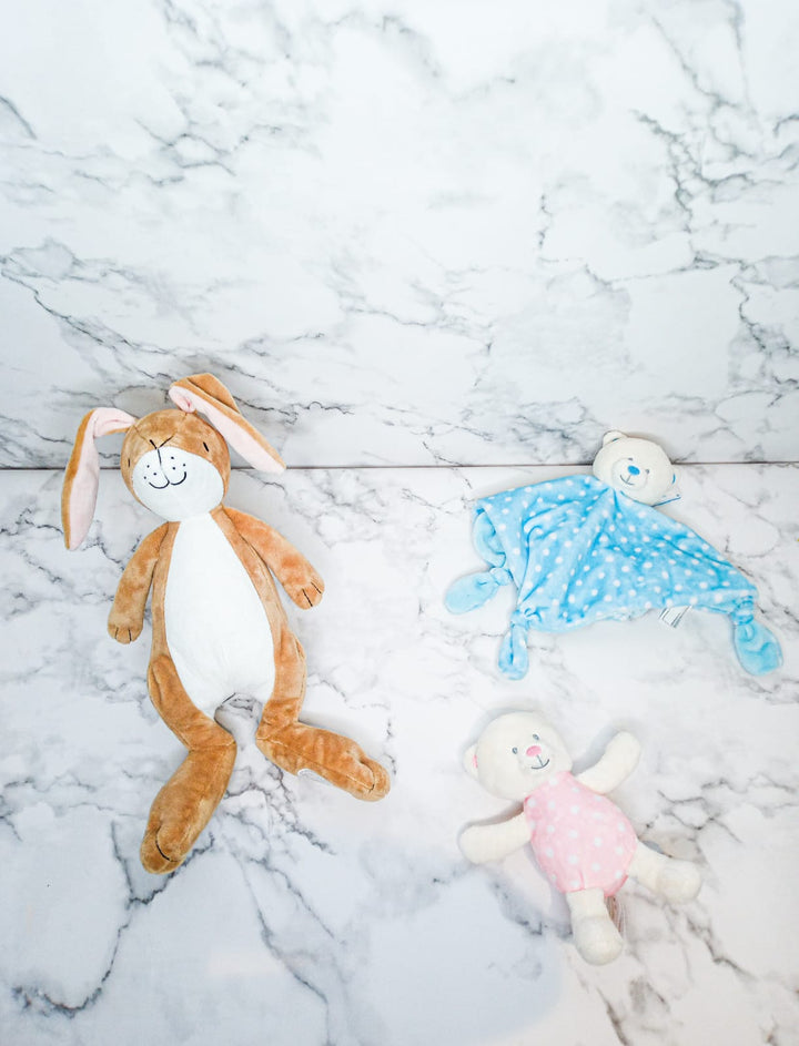 A collection of cuddly and cute toys, ideal for any new baby. 