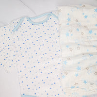 Baby boy bodysuit and cotton muslin