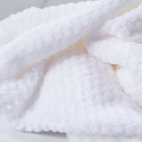 White baby waffle blanket, polyester.