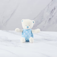 Blue & white baby bear rattle.