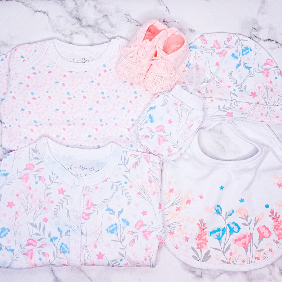White & Pink Elegant Floral Baby Girl Gift Hamper