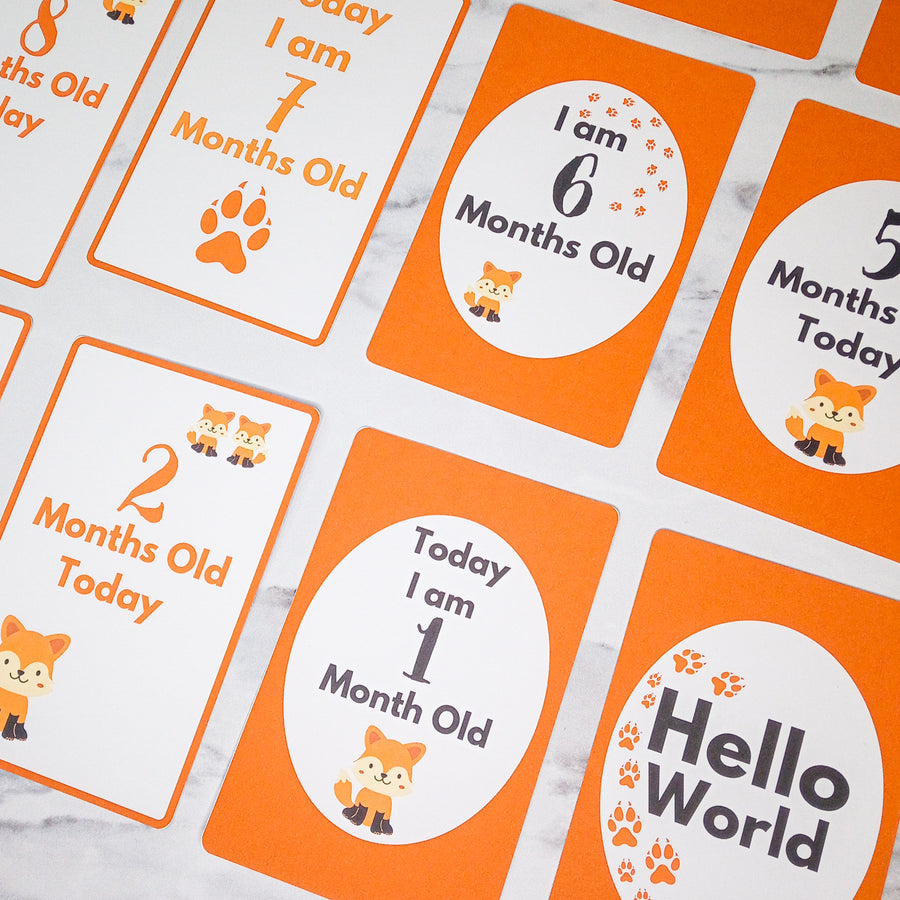 Handmade Baby Milestone Cards Fox Theme