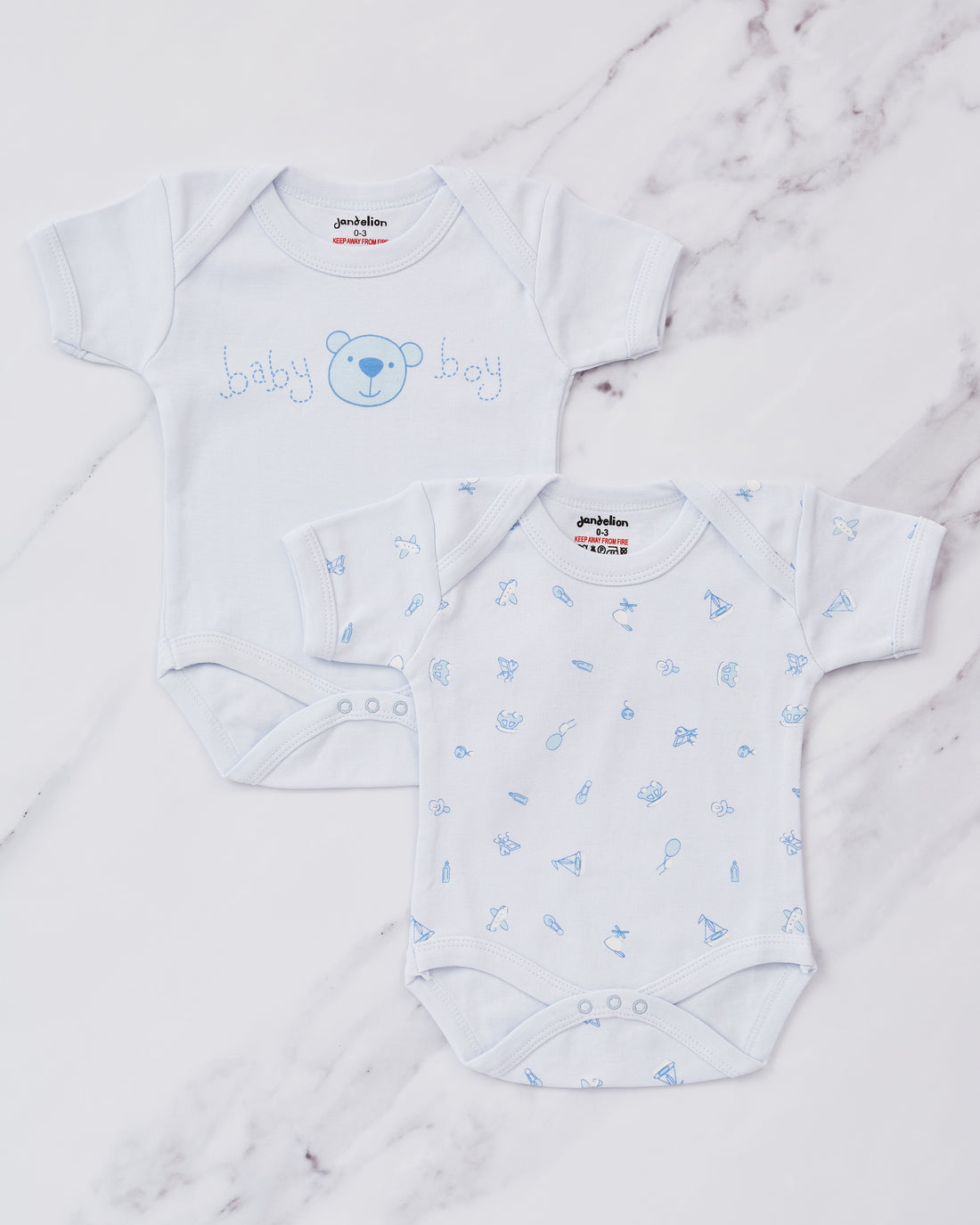 2 Blue cotton baby boy vests. 