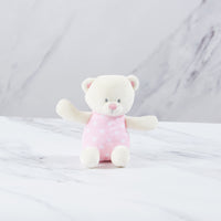 Pink & white baby bear rattle.