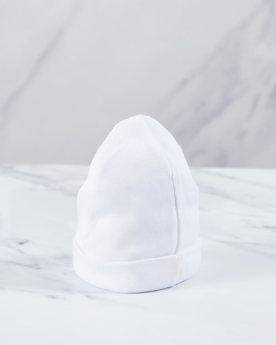 White baby hat, 100% cotton. 