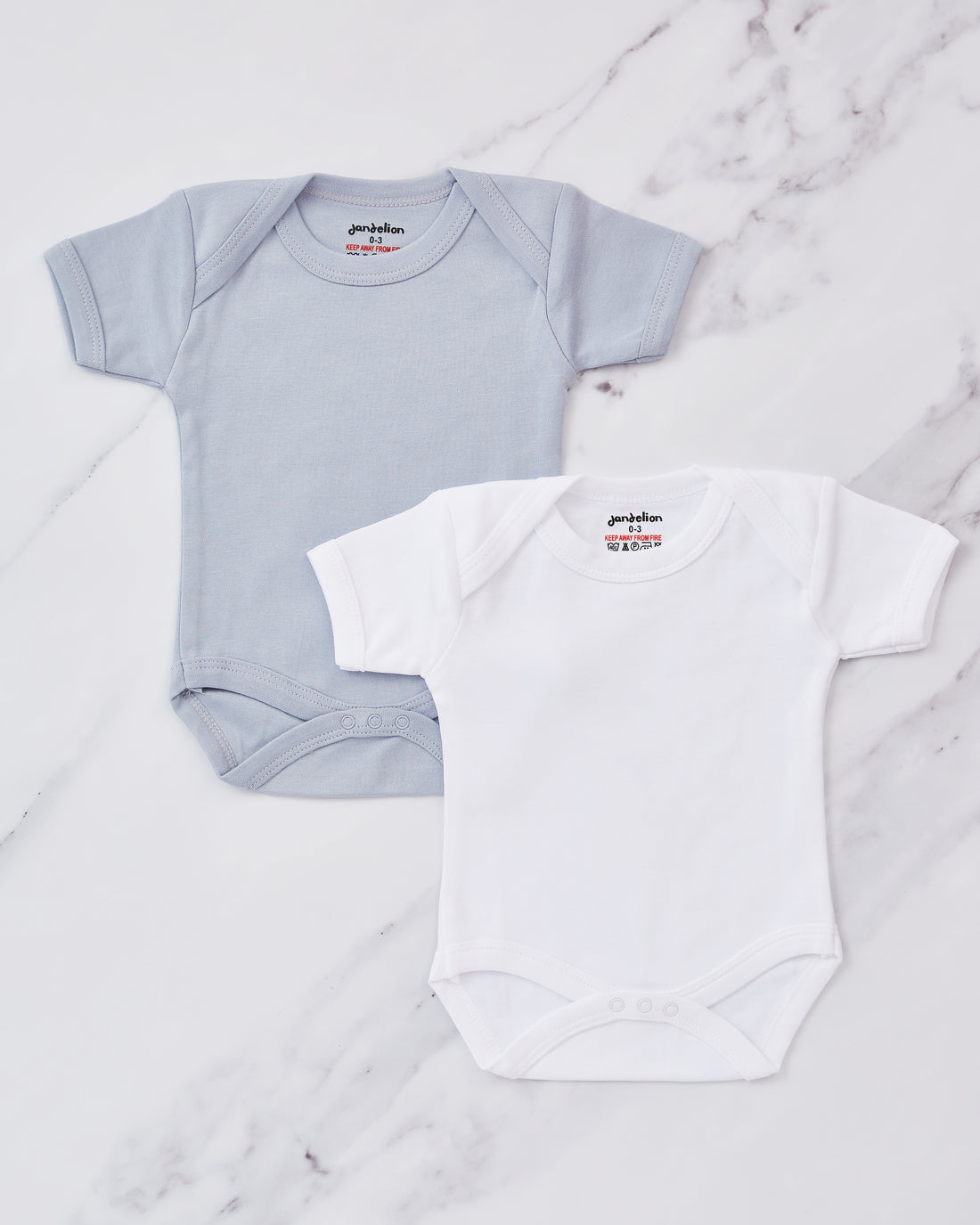 Grey cotton baby vest & white baby vest. 