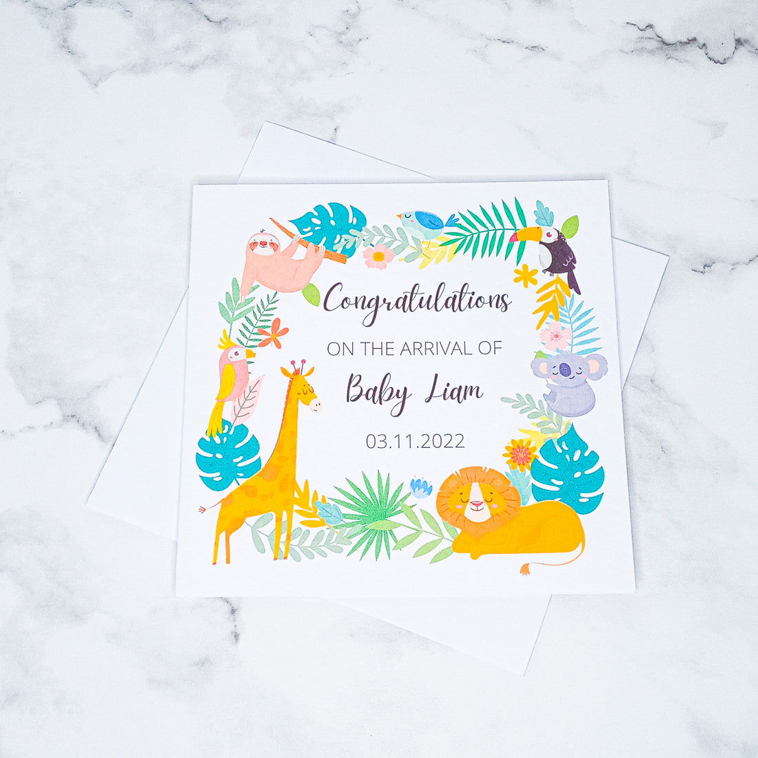 Personalised Jungle Baby Greeting Card