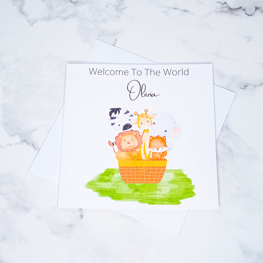 Personalised Animal Baby Greeting Card
